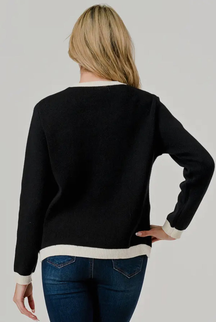 Black/cream contrast cardigan