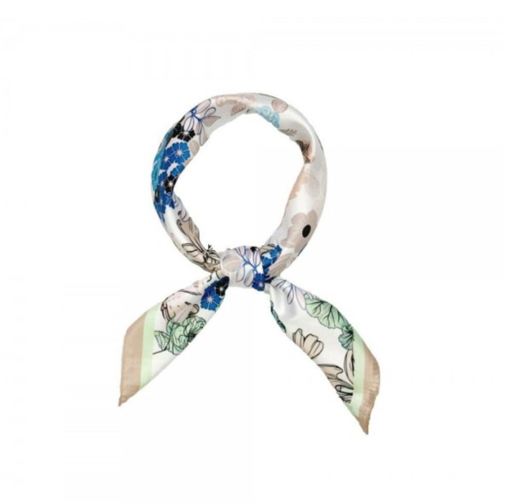 Beige floral silky scarf