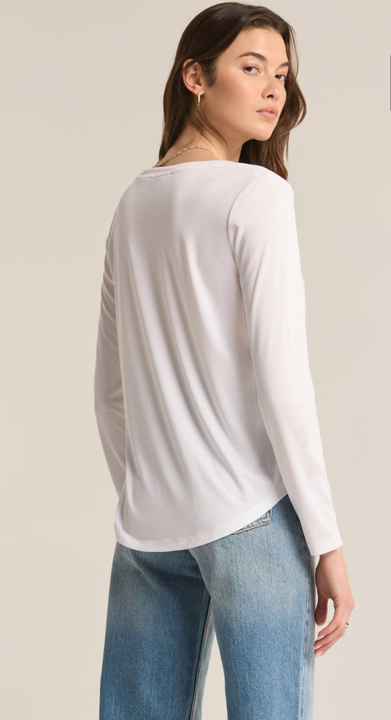 White Sammie V Neck Tee