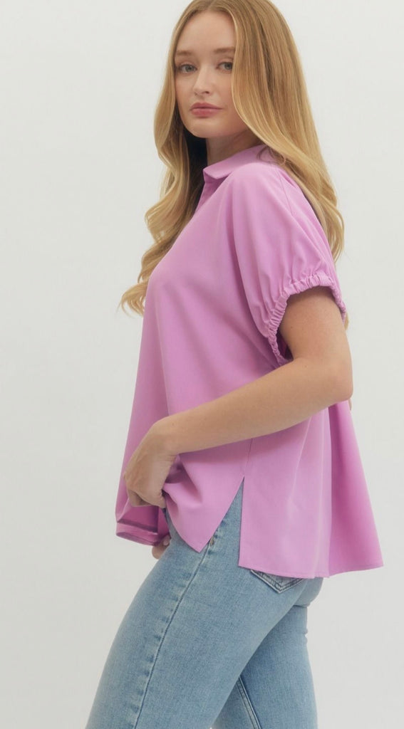 Lavender collard blouse