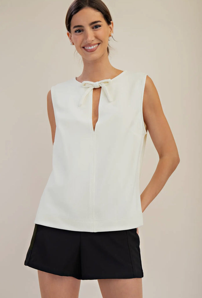 Cream Bow detail Top