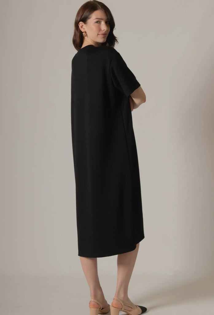 Black Modal T-shirt Midi Dress
