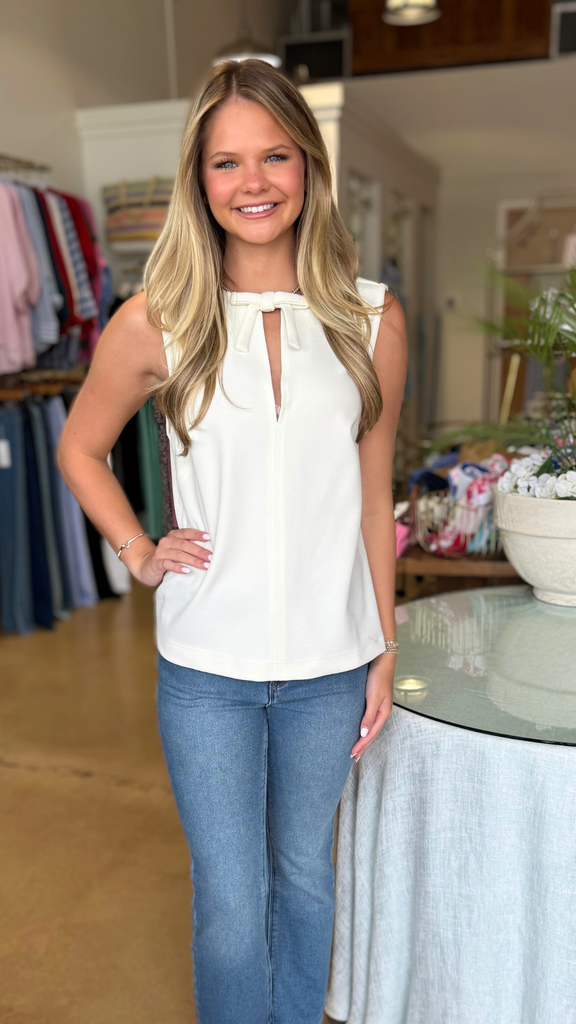 Cream Bow detail Top