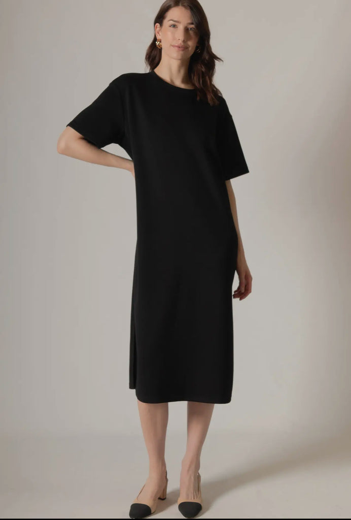 Black Modal T-shirt Midi Dress