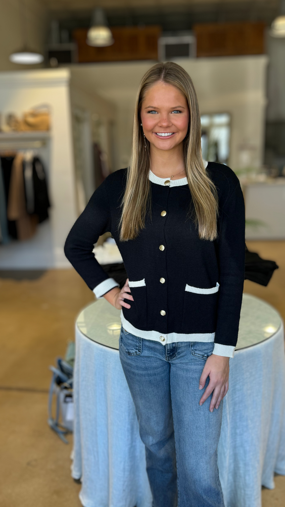 Black/cream contrast cardigan