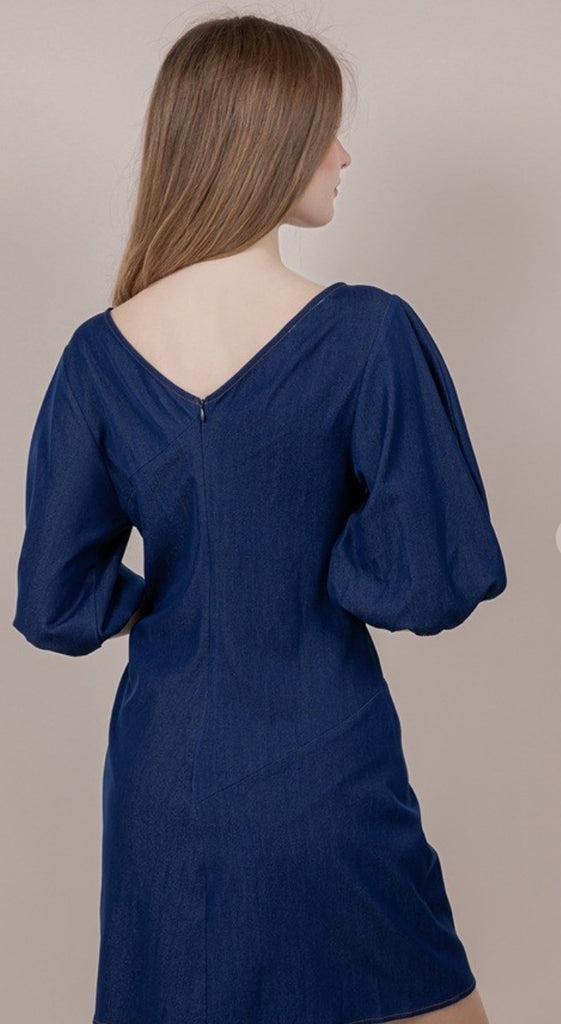 Denim boat neck dress