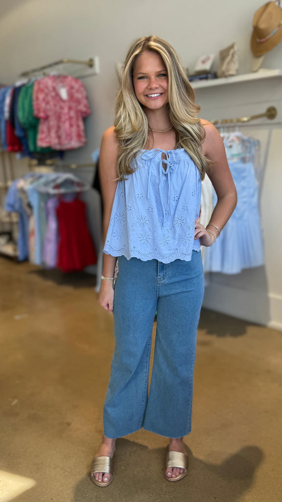 Periwinkle Eyelet Top