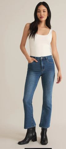 Medium Wash Cropped Wide leg denim