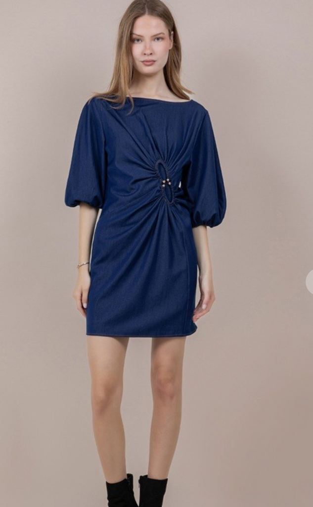 Denim boat neck dress