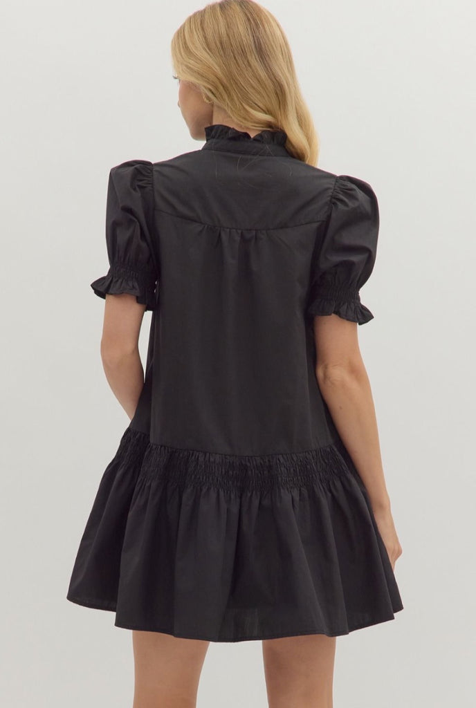 Black Ruffle Hem Dress