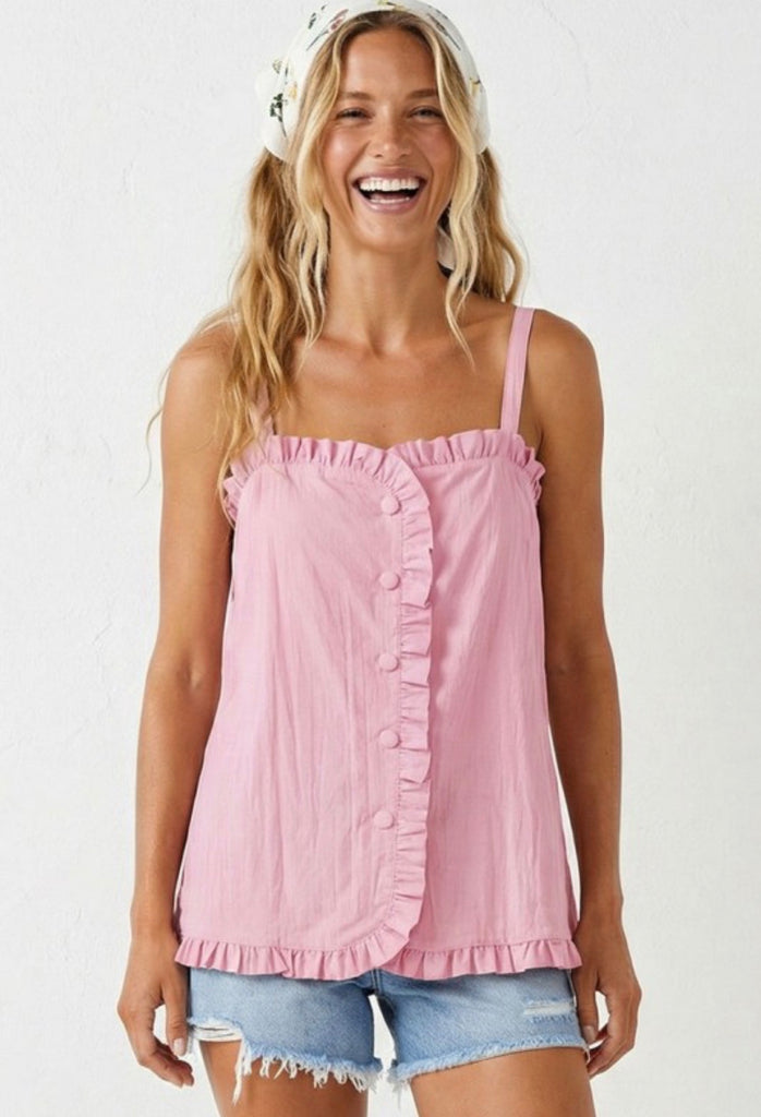 Pink Ruffle Detail Top