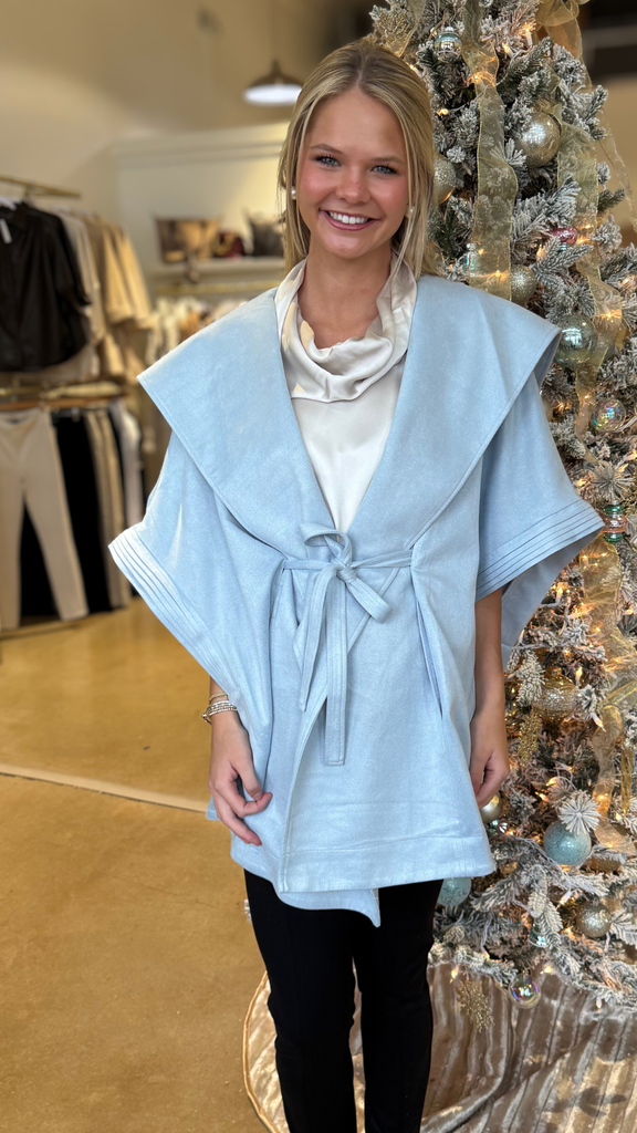 Blue Suede Cape Jacket