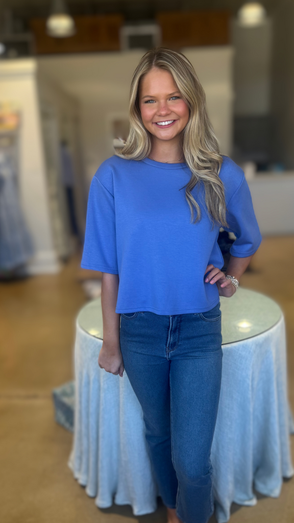 Cornflower Blue Crisscross Tee
