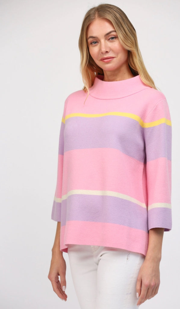 Stripe Mock Neck Sweater