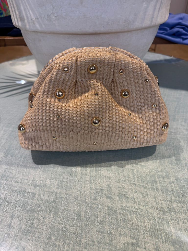 Straw Studded Clutch