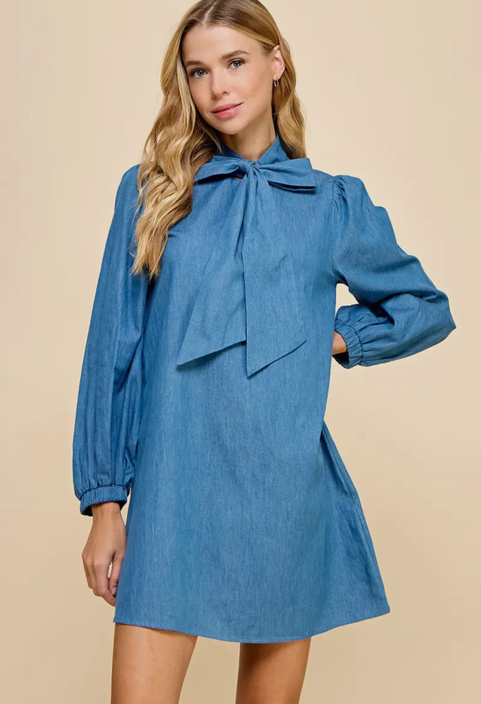 Chambray Bow Dress