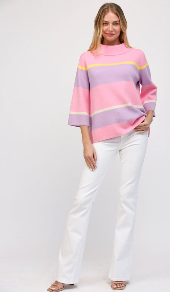 Stripe Mock Neck Sweater