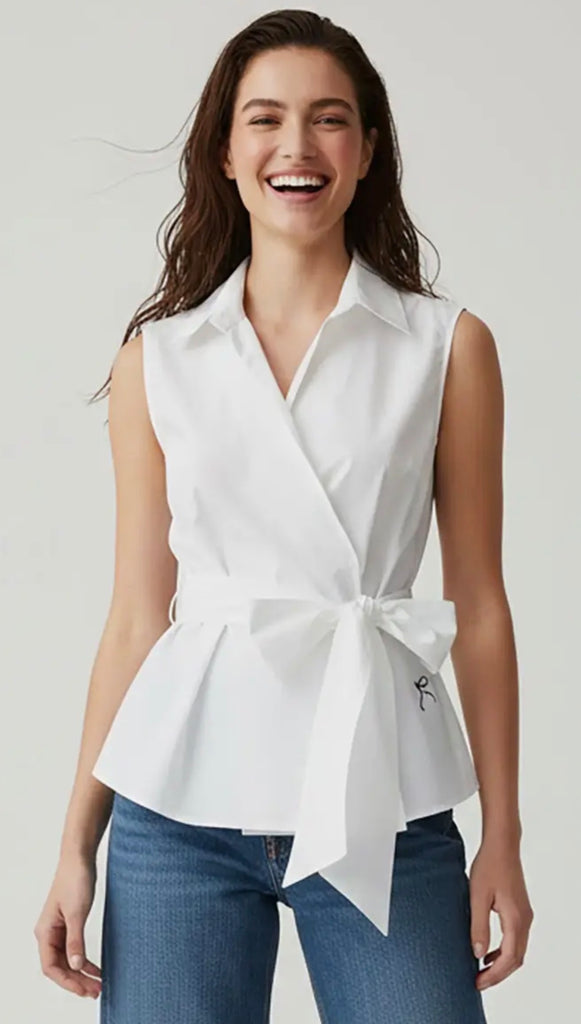 White wrapped blouse