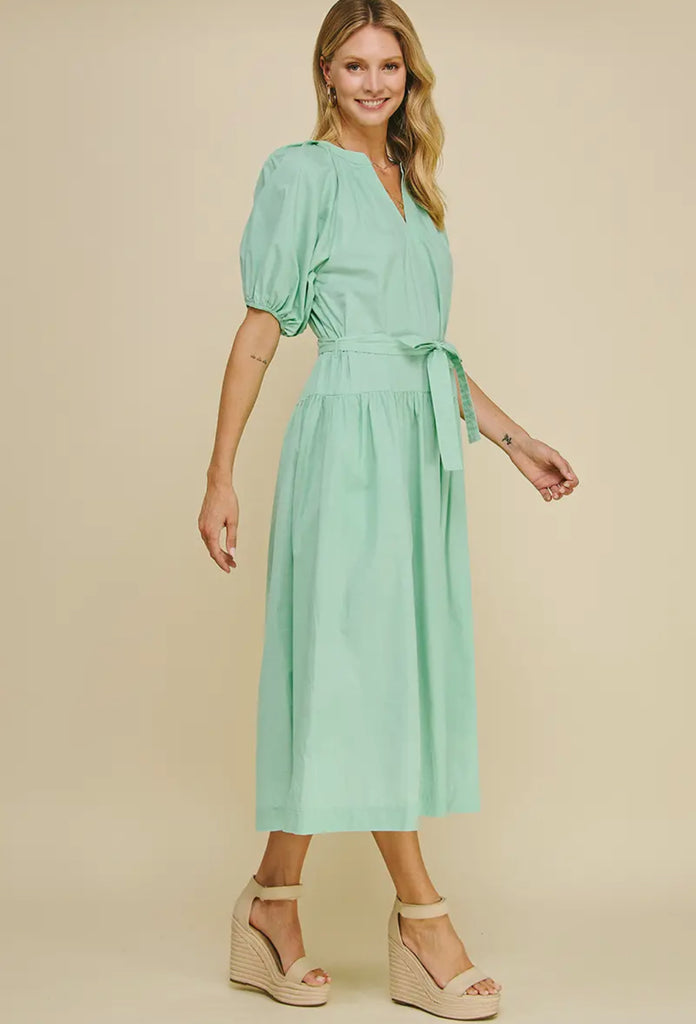 Mint V Neck Midi Dress