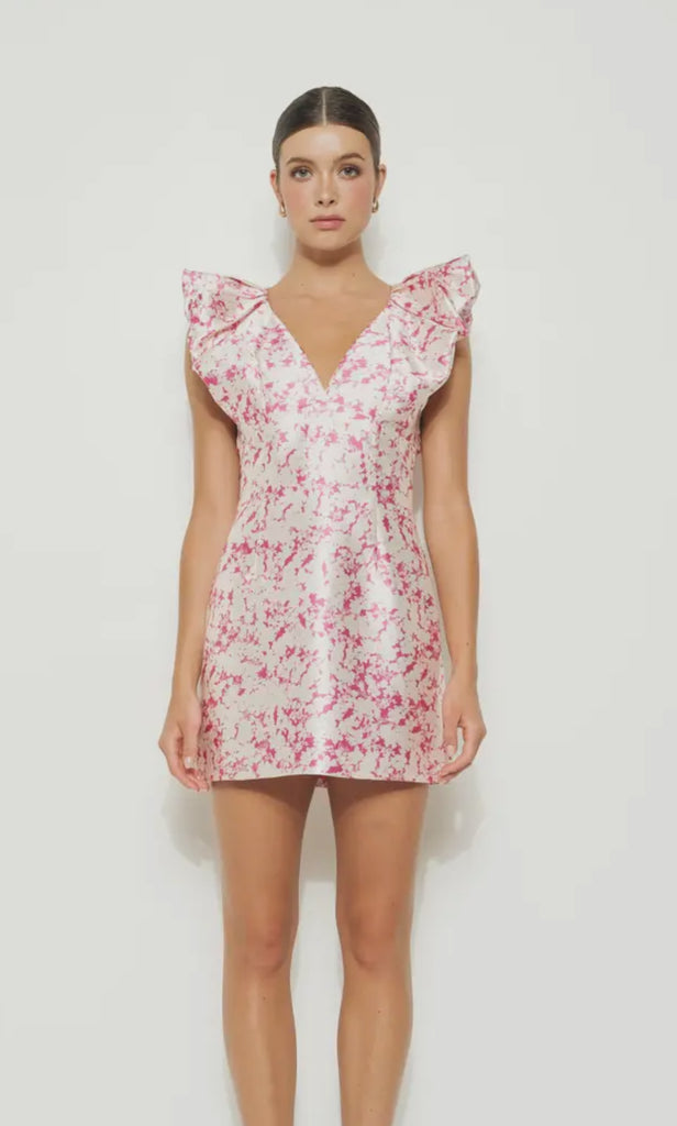 Pink abstract floral dress