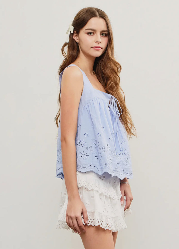 Periwinkle Eyelet Top