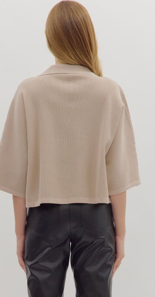 Stone collard v neck top