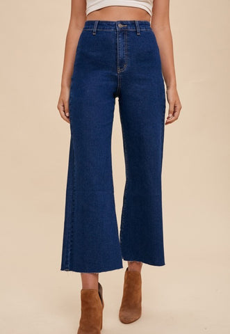 Medium Wash Cropped Wide leg denim