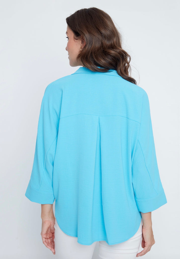Ocean Collard Button Blouse