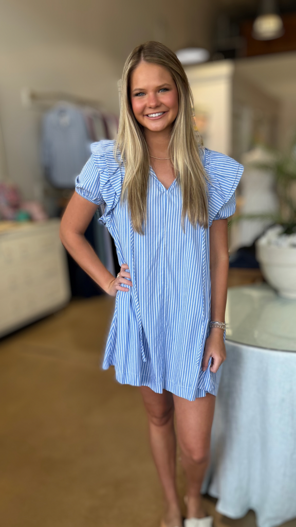 Bluue/White Stripe Tunic Dress