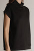 Black Modal Mock Neck Capped Sleeve Top