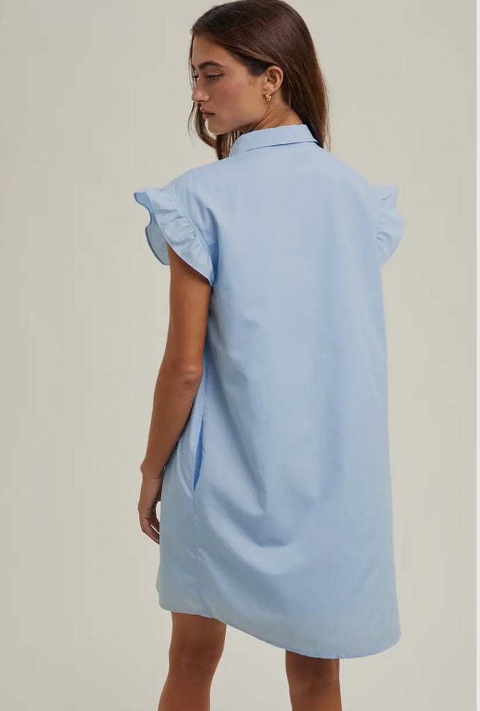 Sky Button Up Shirt Dress