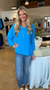 Azure Button Collard Blouse