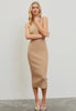 Taupe Knitted Midi Dress