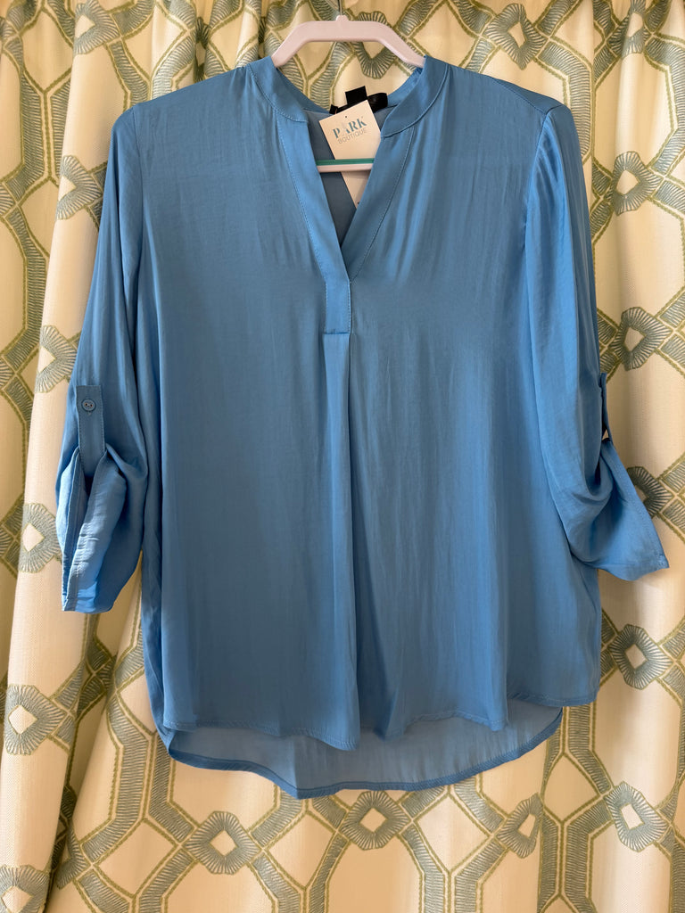Delphinium Rolled Sleeve Blouse