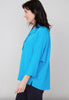 Azure Button Collard Blouse