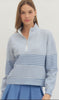 Stripe half zip pullover