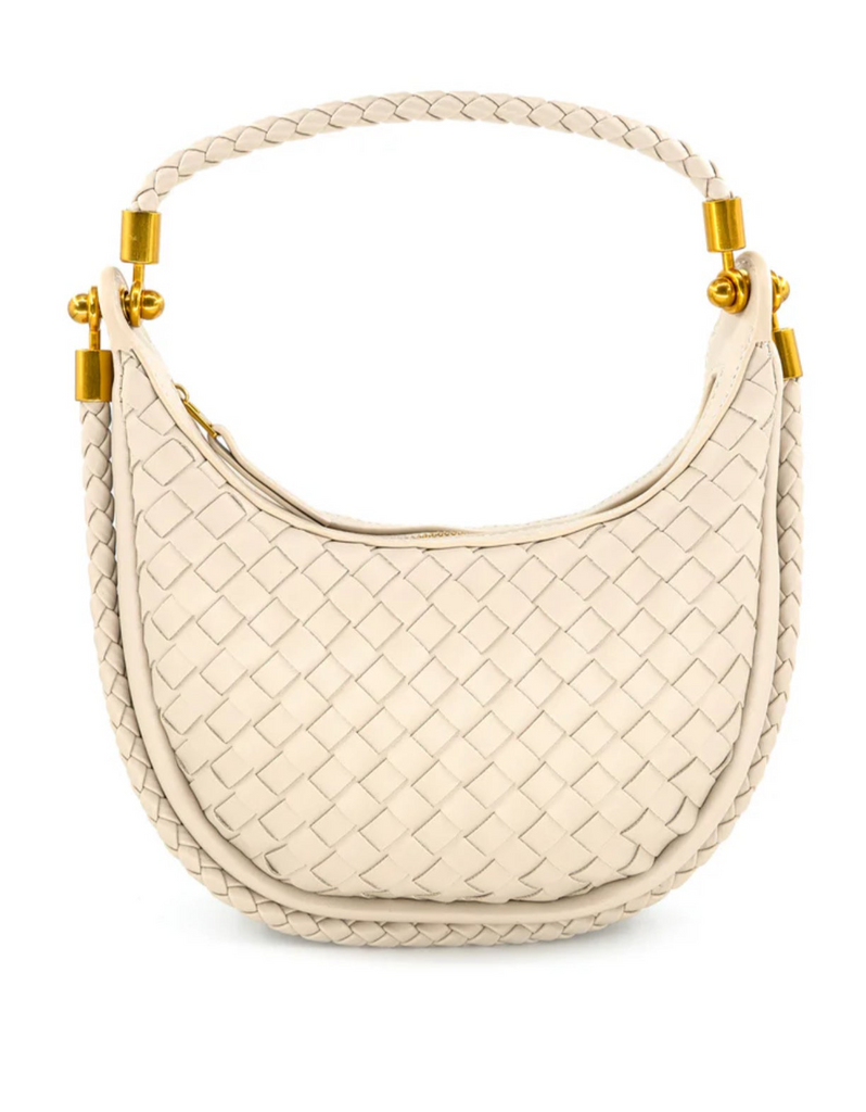Beige Mini Woven Shoulder Bag