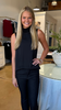 Black ribbed neck sleeveless top