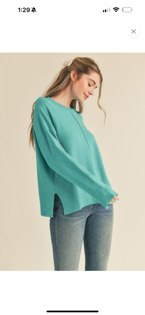 Teal Split hem Sweater