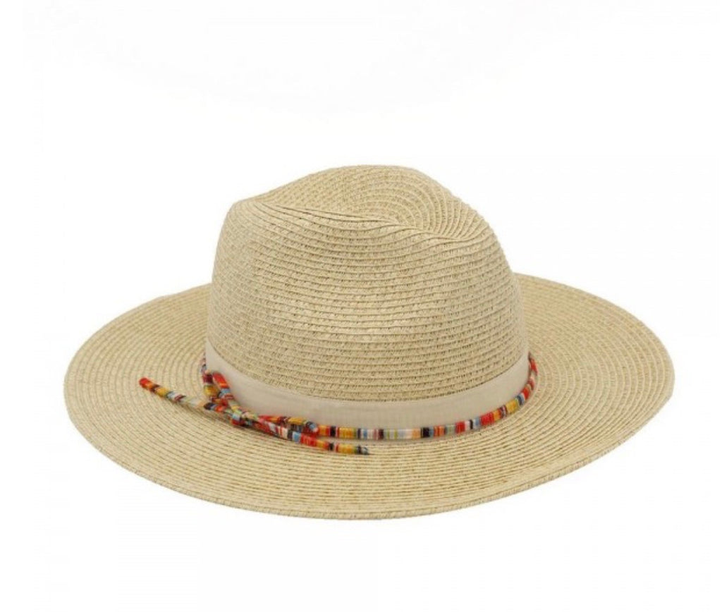 Straw hat with multicolor band