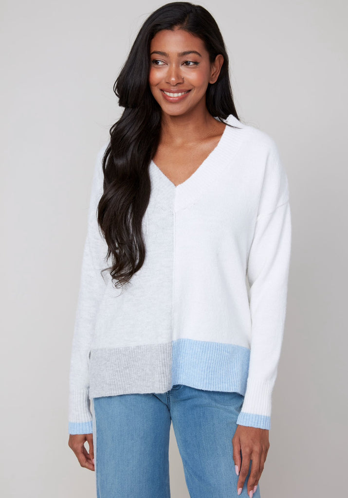 Heather Blue Block Sweater