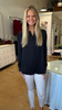 Black V neck button Blouse