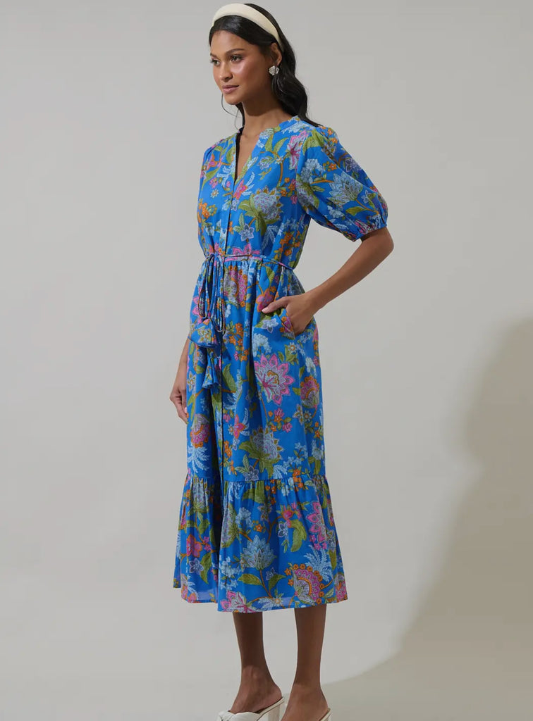 Floral Button Down Midi Dress