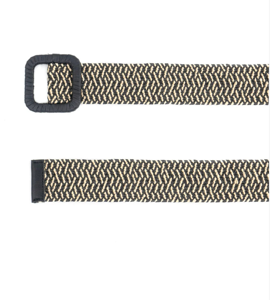 Black/tan woven belt