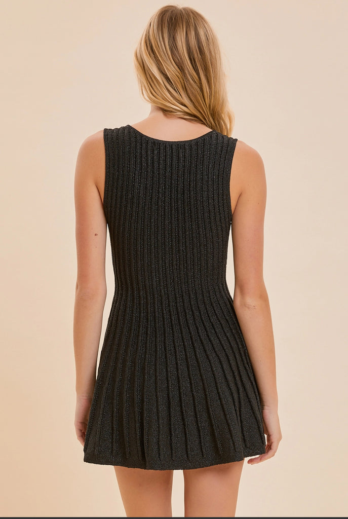 Black Metallic Knit Dress