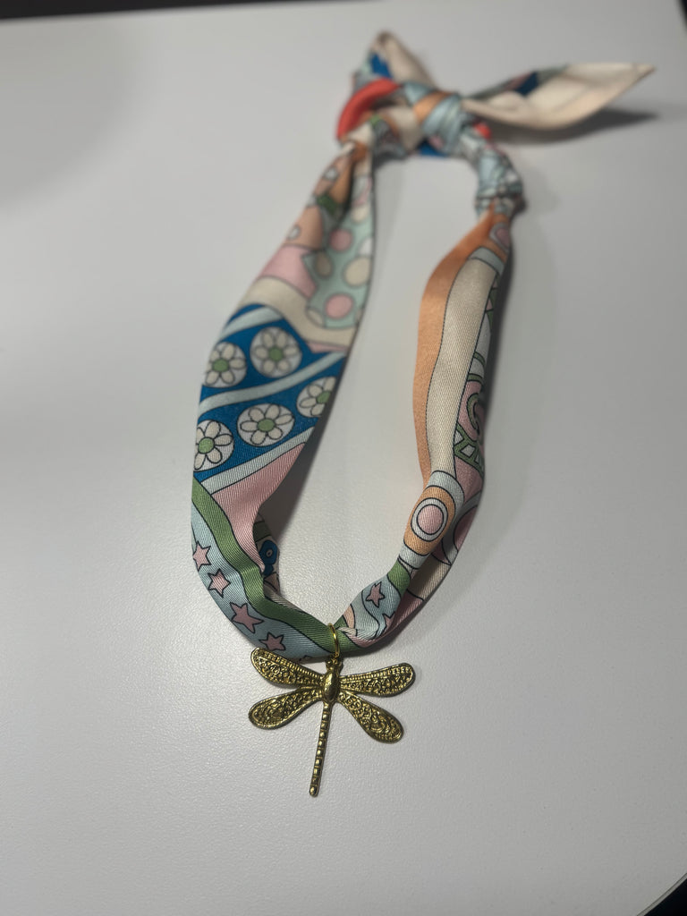 Dragonfly Charm Scarf Necklace
