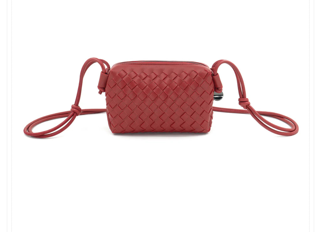 Red mini woven crossbody