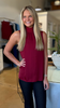 Crimson ribbed neck sleeveless top