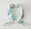 Green floral silky scarf