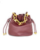 Burgundy small bucket bag